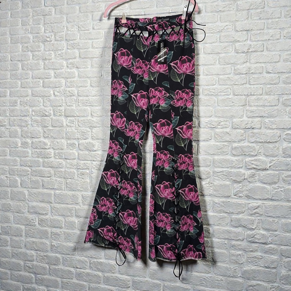 FLOWER POWER FLARE JEANS DOLLS KILL CURRENT MOOD SZ S